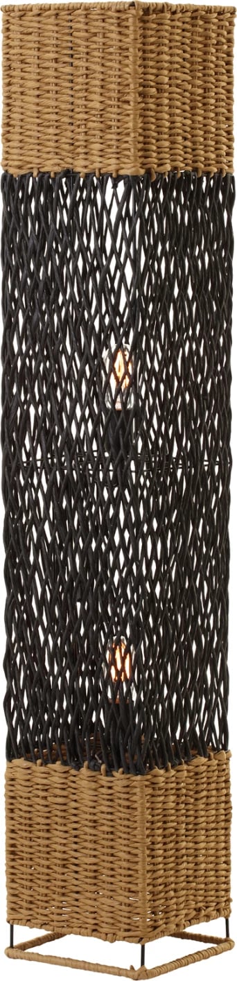 Llamp qëndror në dysheme, FH4355, metal-letër litar, ngjyrë bezhë rëre dhe e zezë, 21x21x119,5H cm