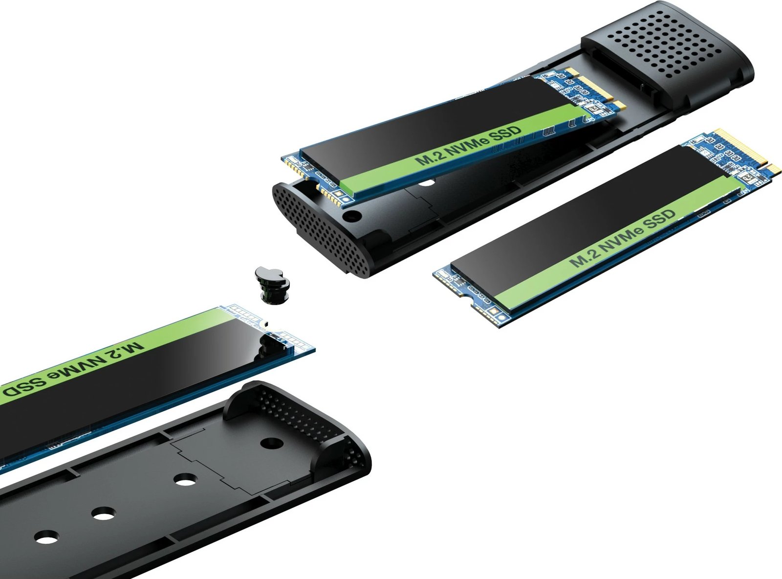 Kasë Sandberg USB 3.2 për SSD M.2+NVMe, 10 Gbit/s, e zezë