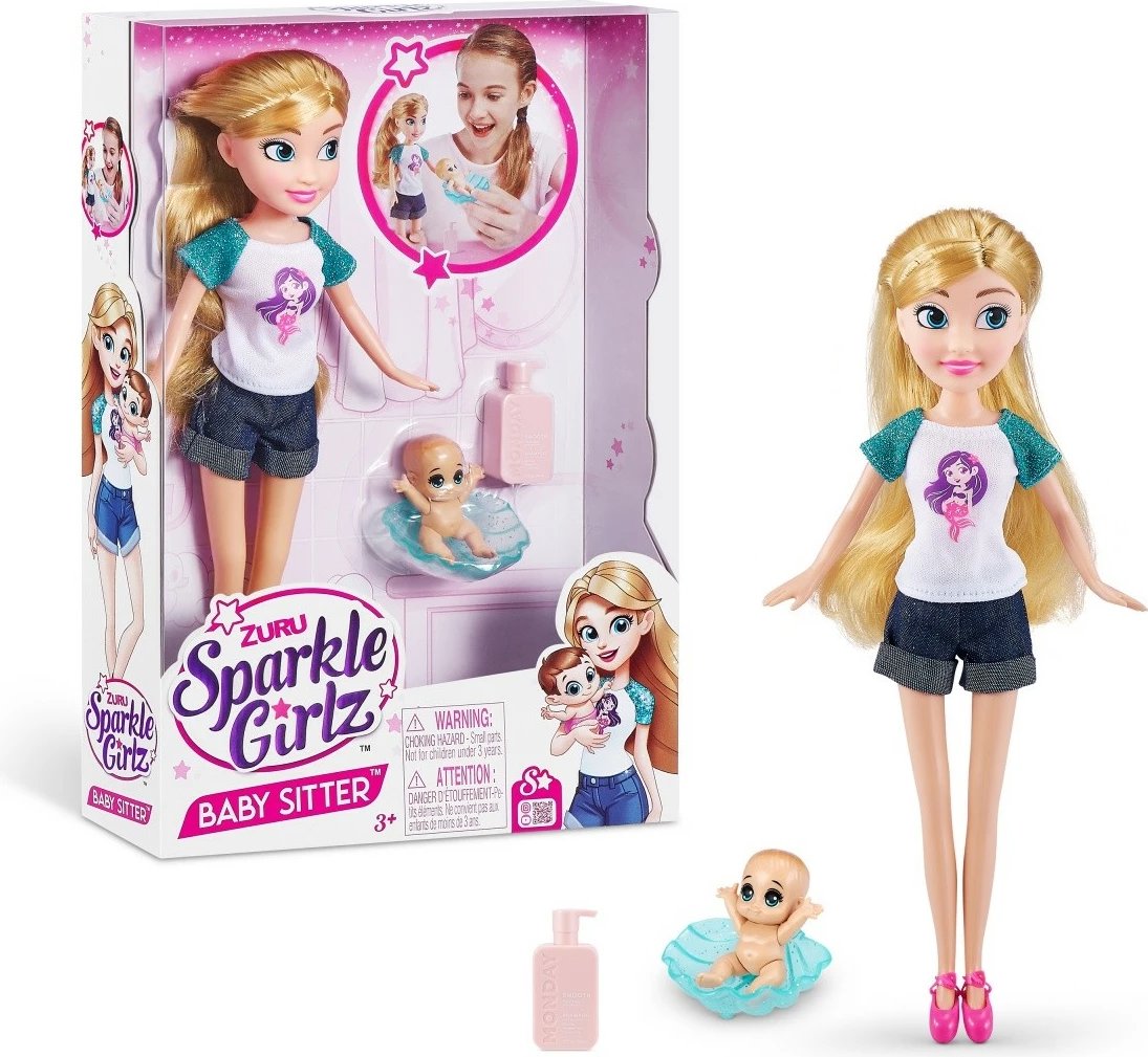 Set kukullash Sparkle Girlz Baby Sitter me aksesorë, për vajza, 10064