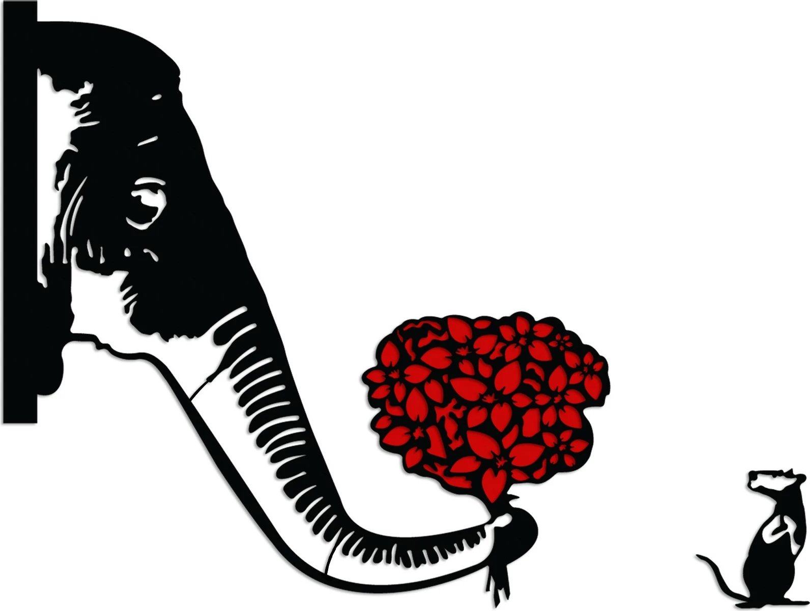 Aksesor dekorativ metalik për mur, Wallity Banksy Metal 04, zi dhe e kuqe, 72x72cm