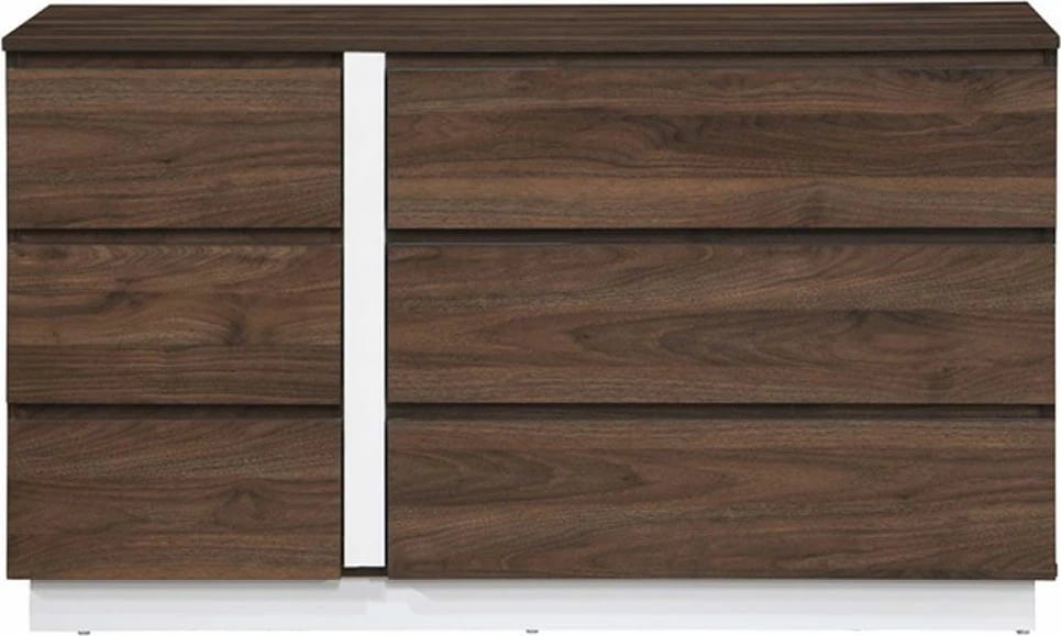 Komodë me 6 sirtarë, ngjyrë arre dhe e bardhë, 120x39x70cm