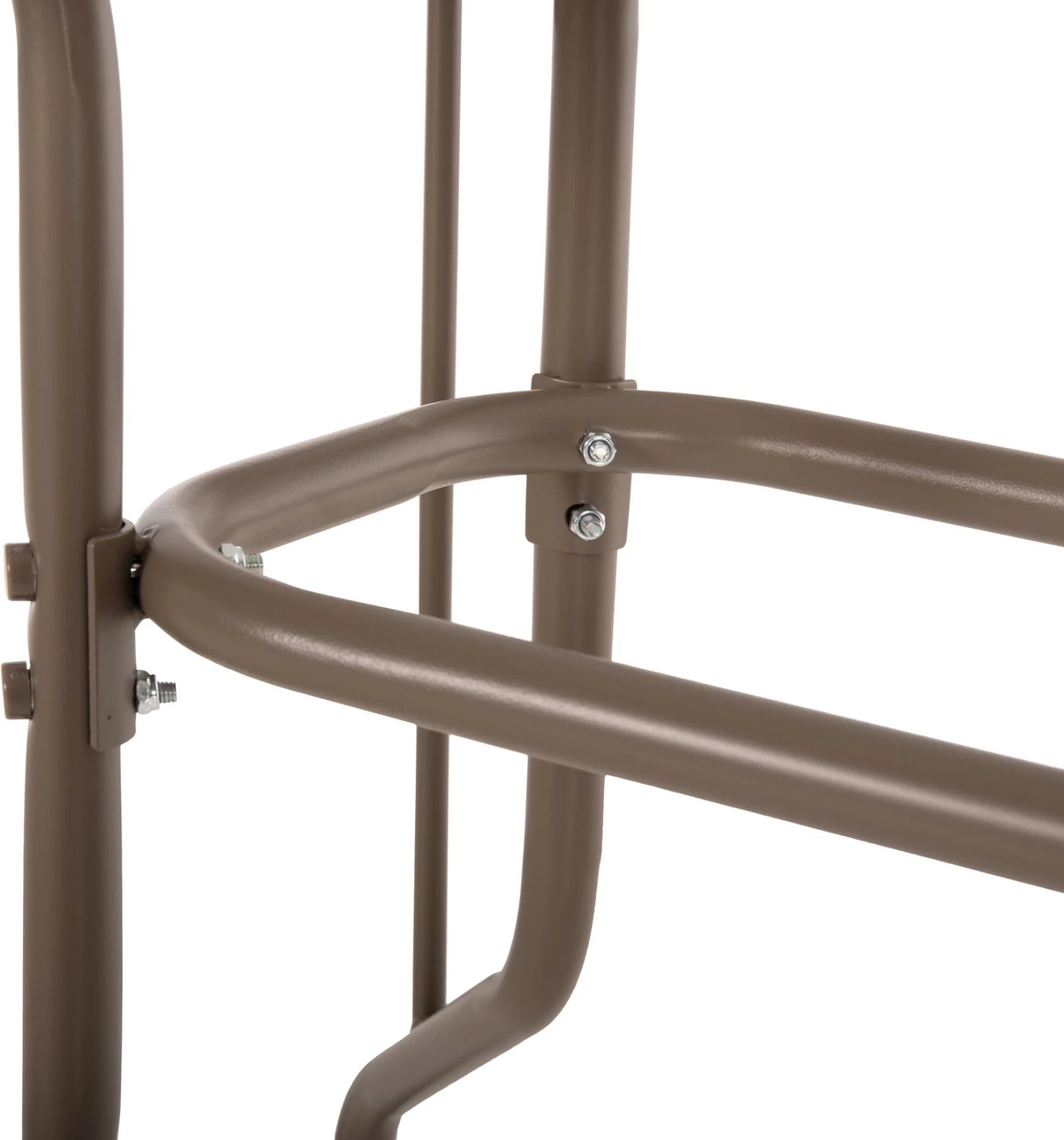 Tavolinë metalike për jashtë ADAM, ngjyrë shampanjë, me sipërfaqe xhami të forcuar, 110x60x71H cm