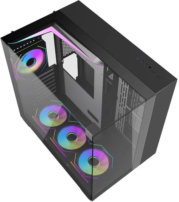 Kasë Darkflash TH285, ATX, 4 ventilatorë, xham i temperuar, e zezë