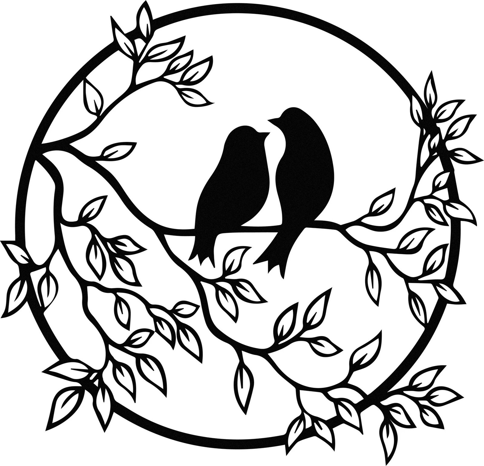 Aksesor dekorativ metalik për mur, zogj në pemë, Wallity