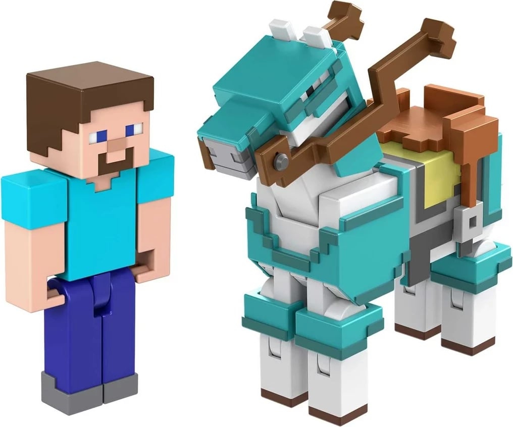 Figura Minecraft Steve dhe Kali i Armatosur, plastikë, shumëngjyrëshe
