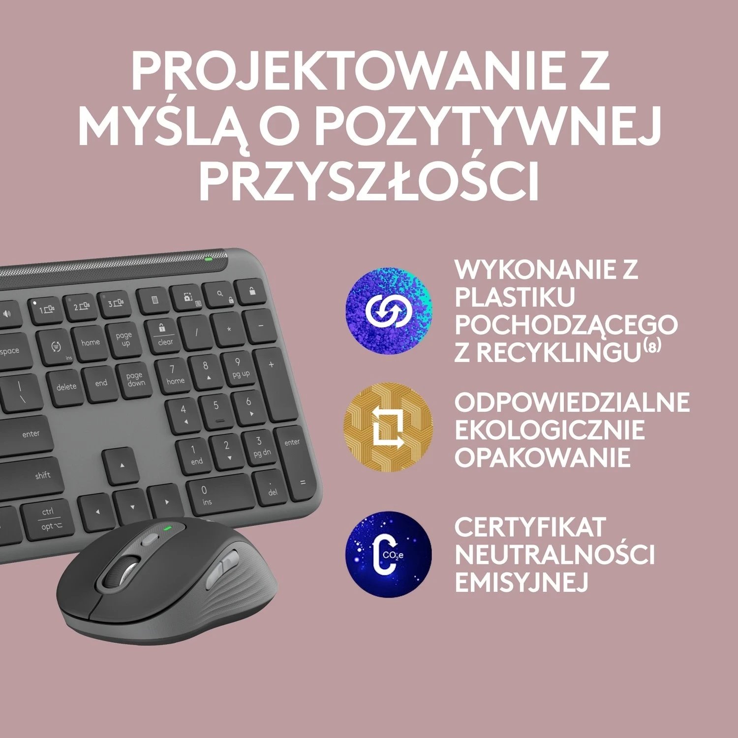 Tastierë dhe Maus Logitech Signature Slim MK950, Wireless, Grafit