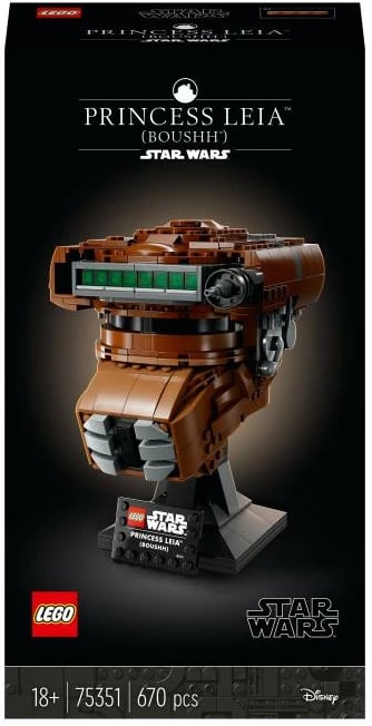 Set LEGO Star Wars Princess Leia (Boushh) Helmet 75351, 670 pjesë, për të rritur 18+