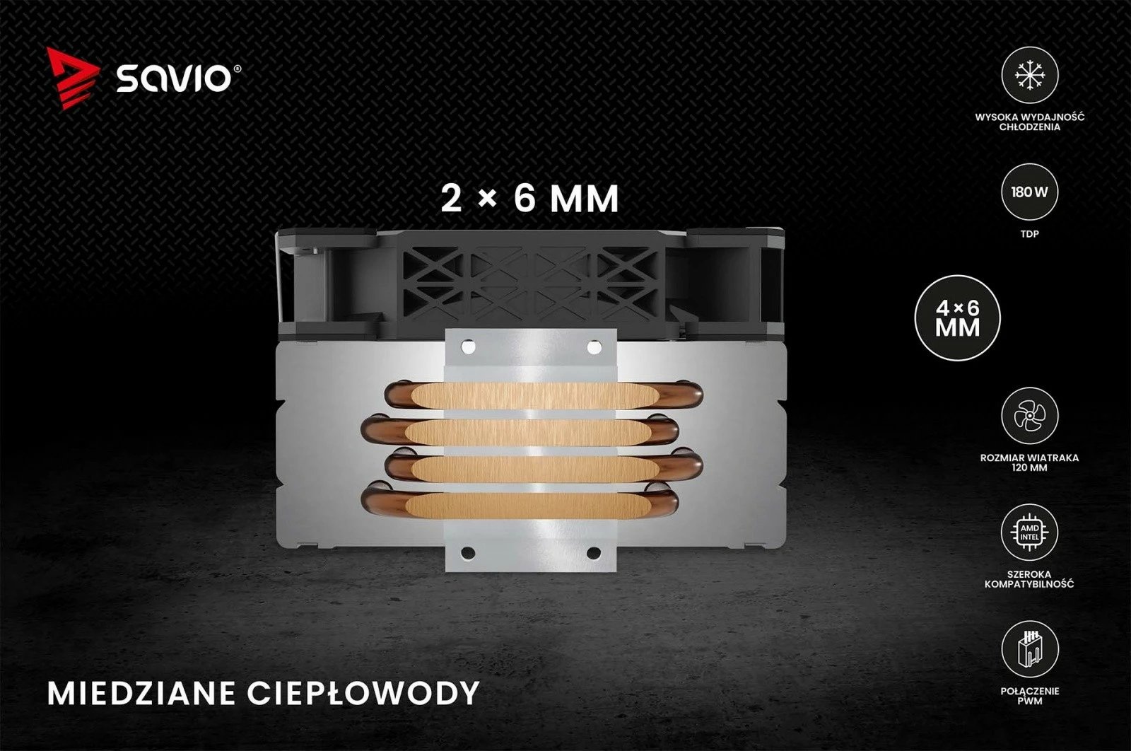 Kasë ftohëse procesori Savio Vortex X2, 120 mm, 4 heatpipe, e zezë