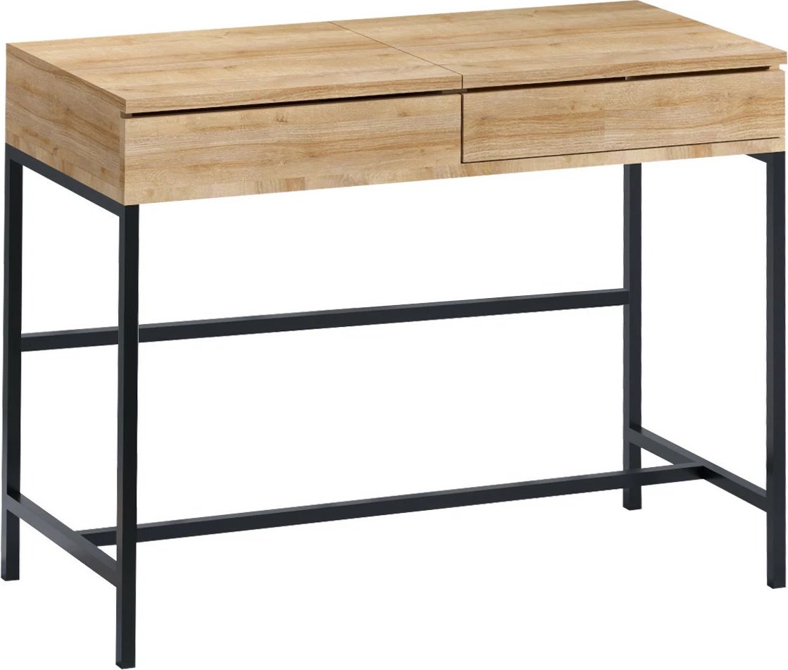 Tavolinë grimi moderne, ngjyrë lisi dhe e zezë, Hanah Home Linda