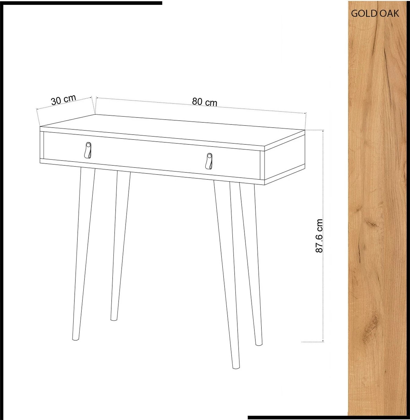 Komodë moderne, Skye Decor, ngjyrë lisi dhe e bardhë, 80x87.6x30 cm