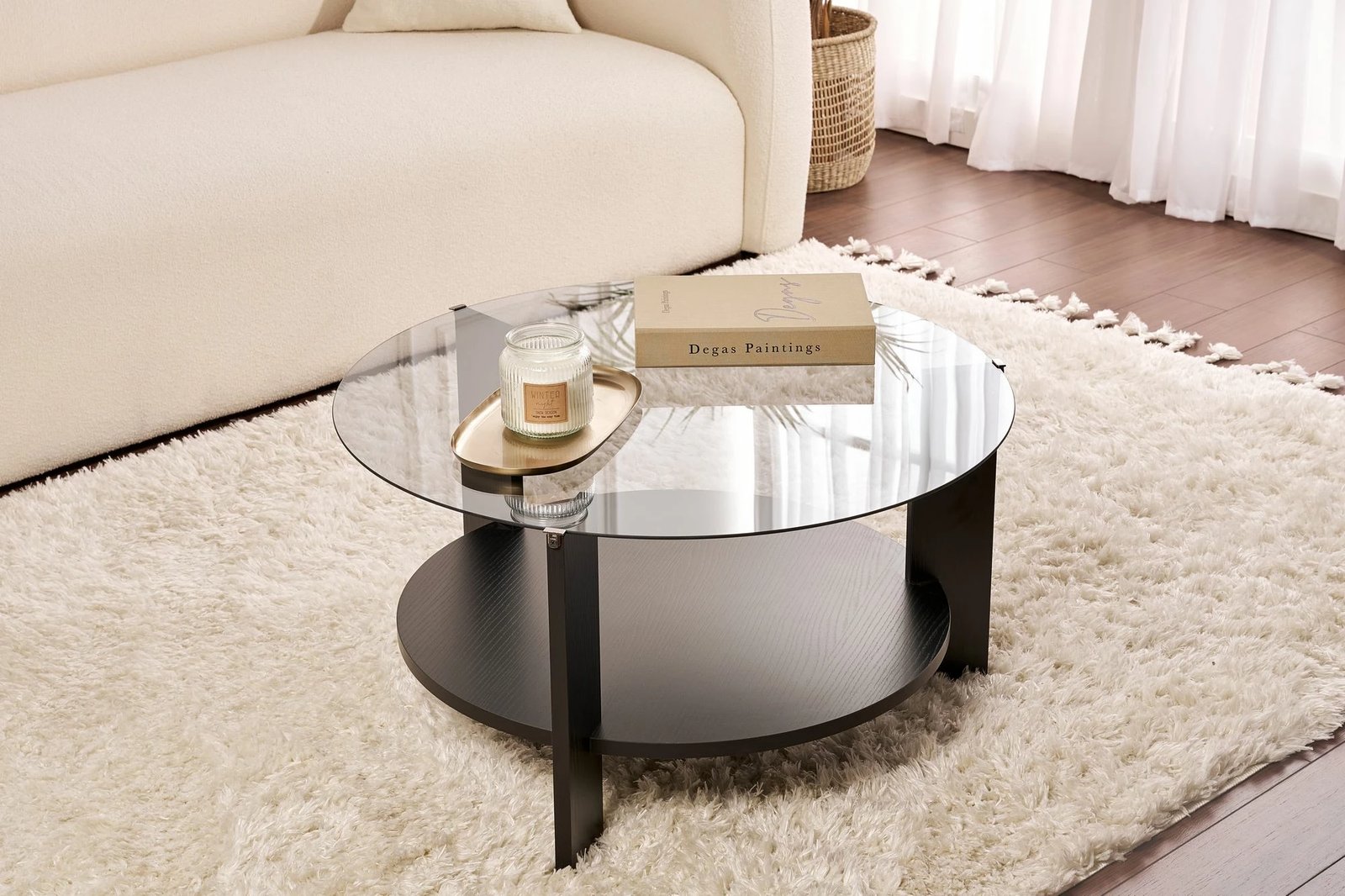 Tavolinë kafeje Nordure, Clara, dru i zi, fume