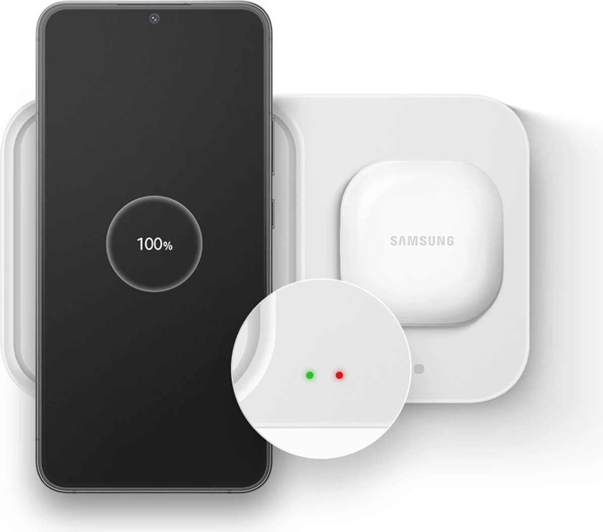 Karikues wireless Samsung Wireless Charger Duo EP-P5400TWEGEU, 15W, me kabllo USB-C, i bardhë, set