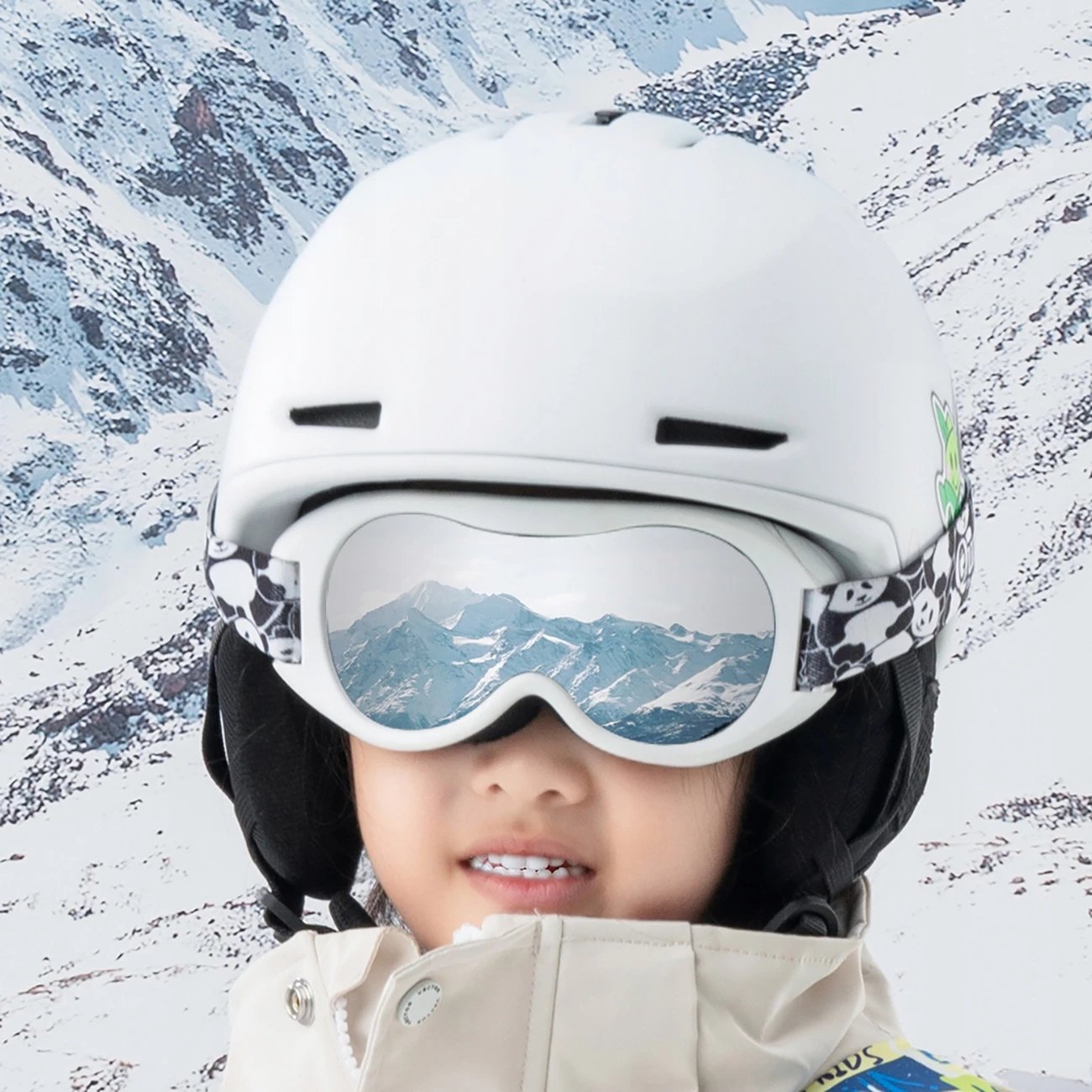 Syze ski Qunature Panda për fëmijë, e bardhë/e zezë