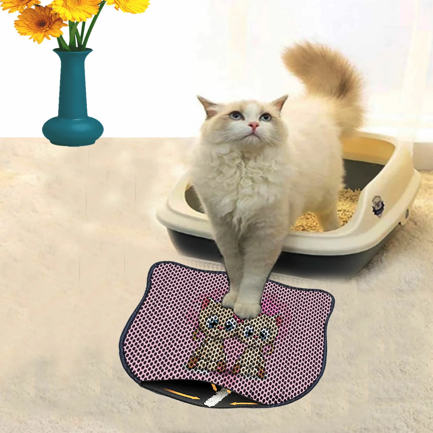 Tapet për rërë mace, shumëngjyrësh, Paws & Whiskers, Kdkafa0016, 40x50cm