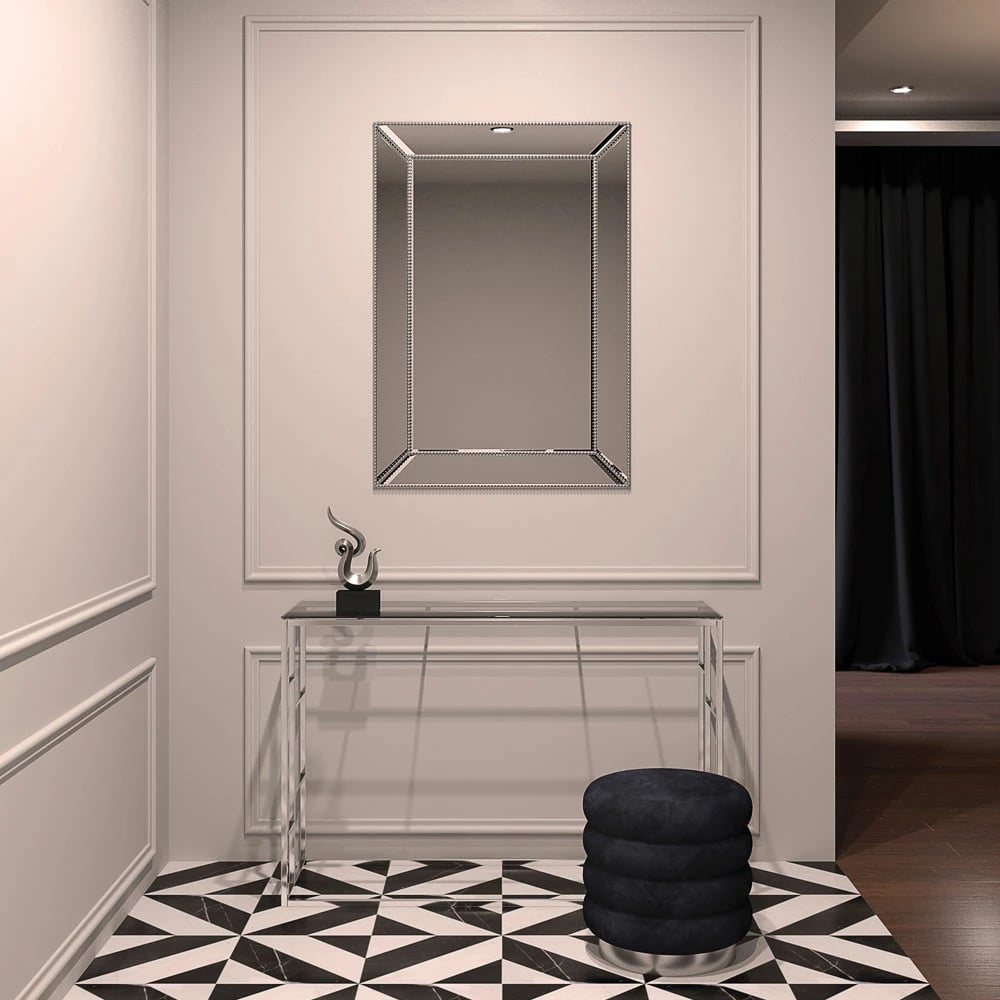 Konsol Bellagio, ngjyrë argjendi, xham, 120x40x78cm