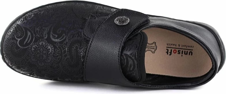 Këpucë lëkure me Velcro Unisoft 8435, të zeza