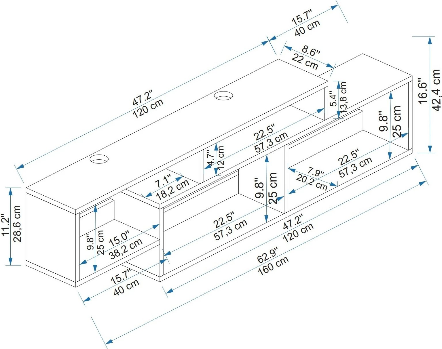 Komodë TV Hanah Home, ngjyrë dritë arre, antracit, Atlantis