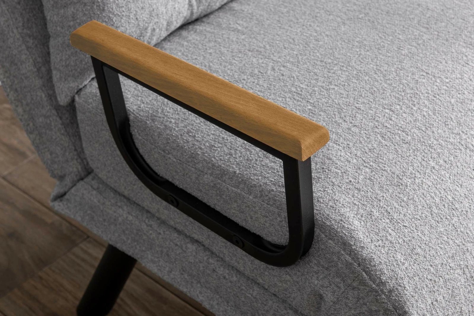 Krevat-karrige një vendës, Atelier del Sofa, Sando Single, material teddy, ngjyrë gri