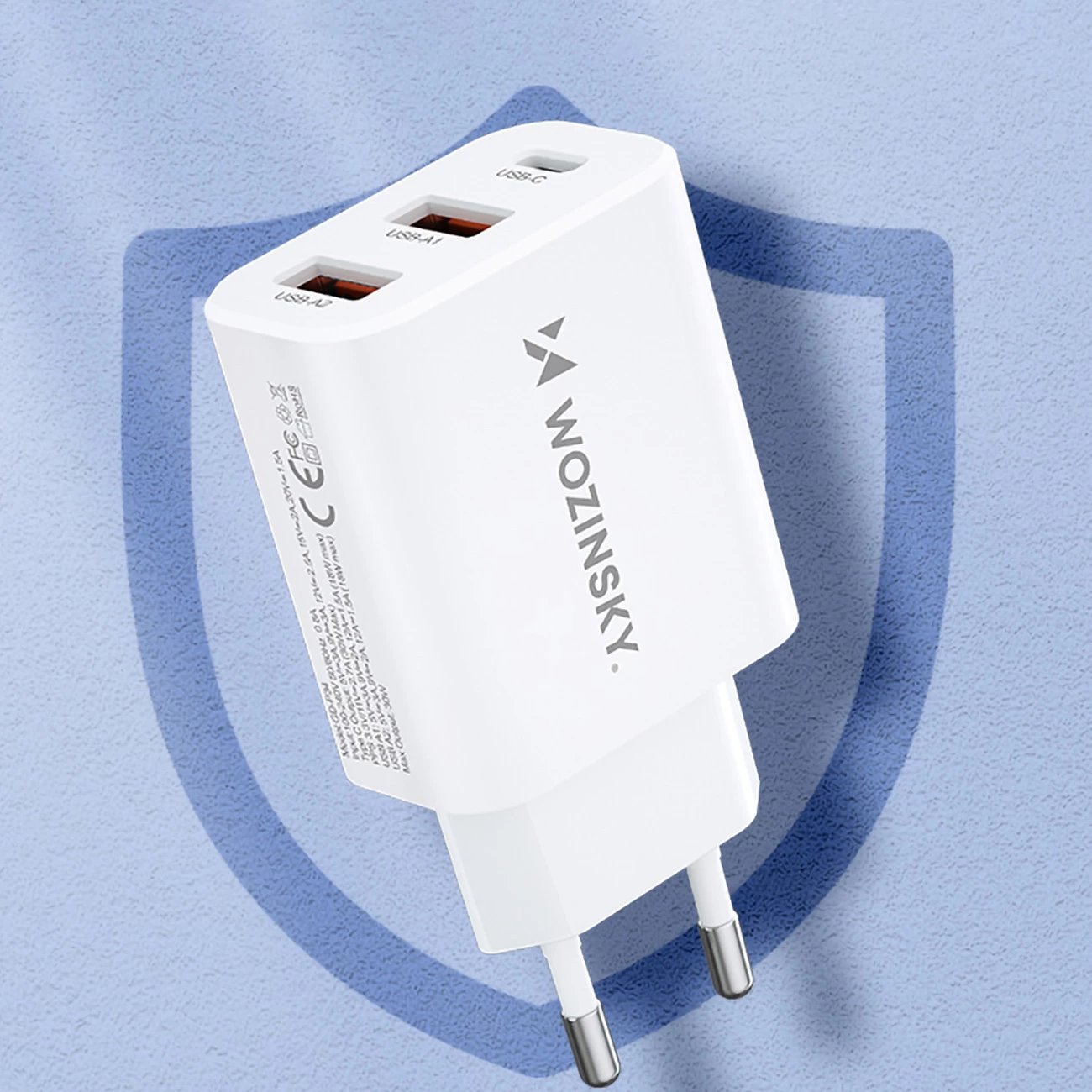 Karikues muri Wozinsky CWCUCW, 30W, 1x USB-C, 2x USB-A, i bardhë