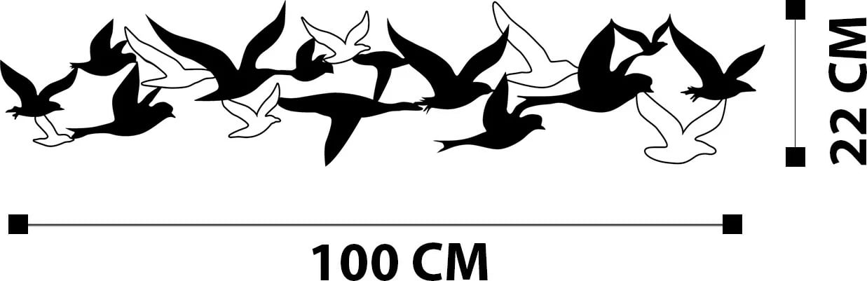 Aksesor dekorativ metalik për mur Wallity, Bellissimo - M112-M, ngjyrë e zezë, 100x22cm