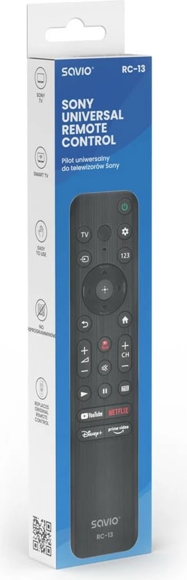 Pilot universal Savio RC-13 për Sony TV, i zi