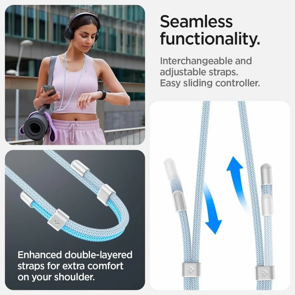 Set litarësh universal Spigen, Crossbody & Wrist Strap, ConTag Pad, kaltër