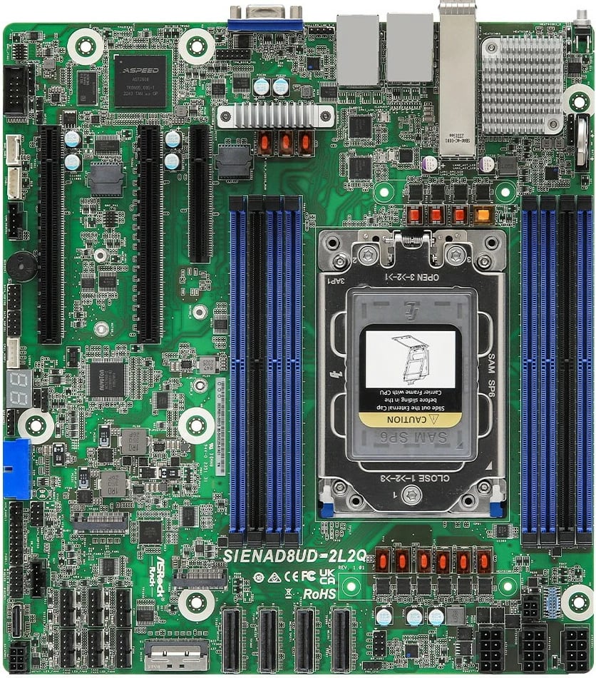 Pllakë amë ASRock SIENAD8UD-2L2Q, micro ATX, Socket SP6, për server, 8 slote RAM, 2x LAN