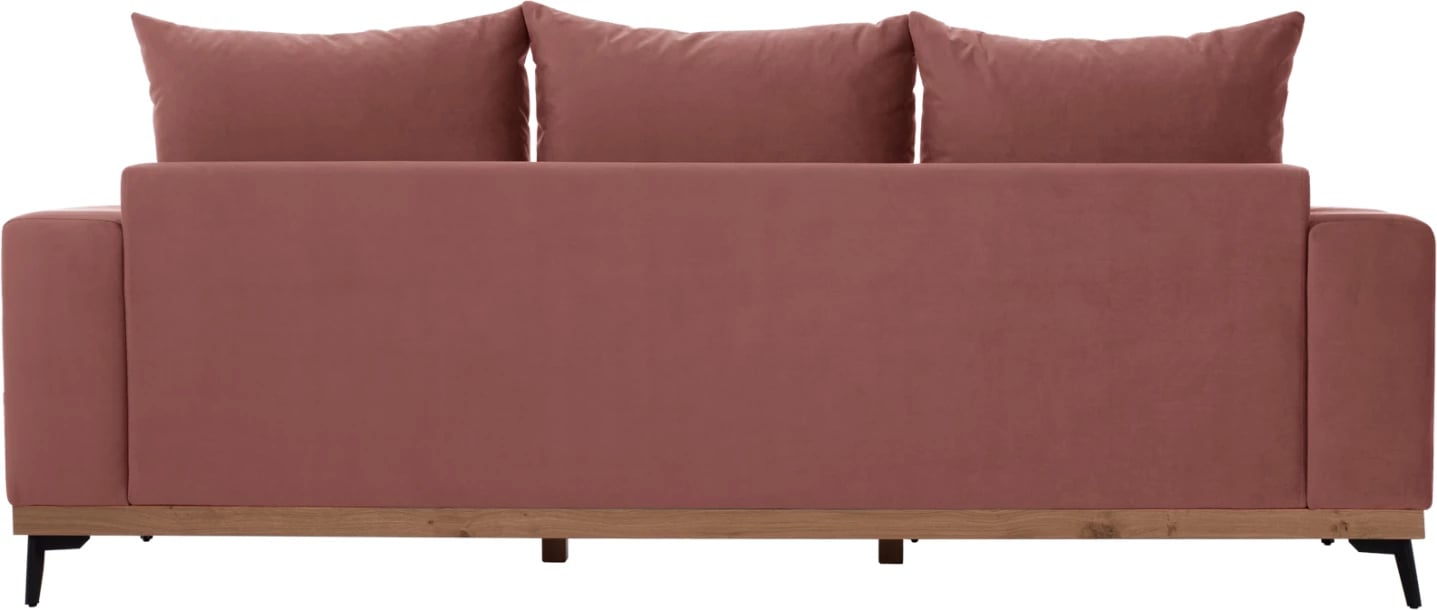 Divan qoshe PORTOFINO, rozë e zbehtë, këmbë të larta, 2 pjesë, pëlhurë rezistente ndaj njollave dhe ujit