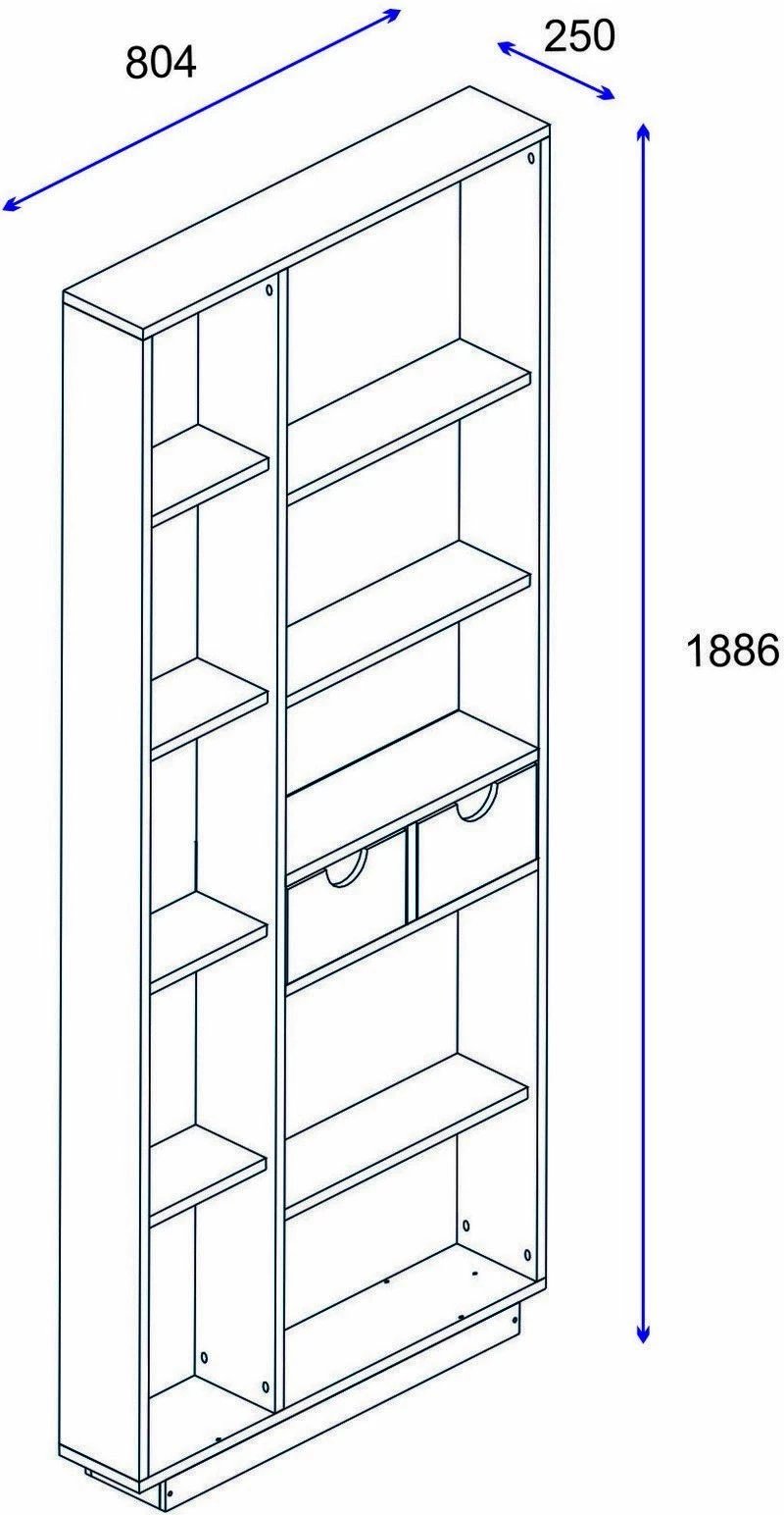 Raft librash Hanah Home, Luma, ngjyrë e bardhë dhe arre