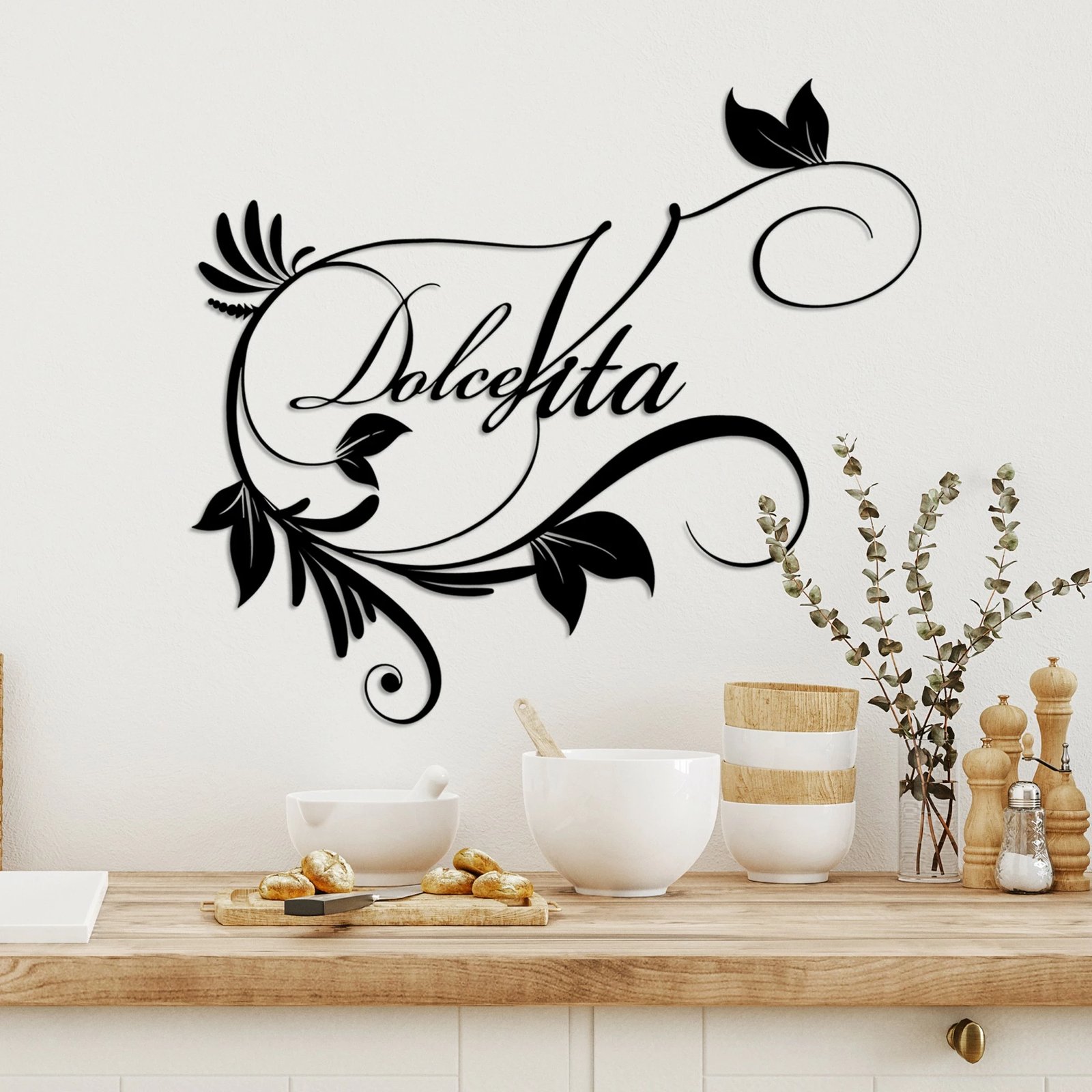 Aksesor dekorativ metalik për mur, Wallity Dolce Vita 3, ngjyrë e zezë, 56x48cm