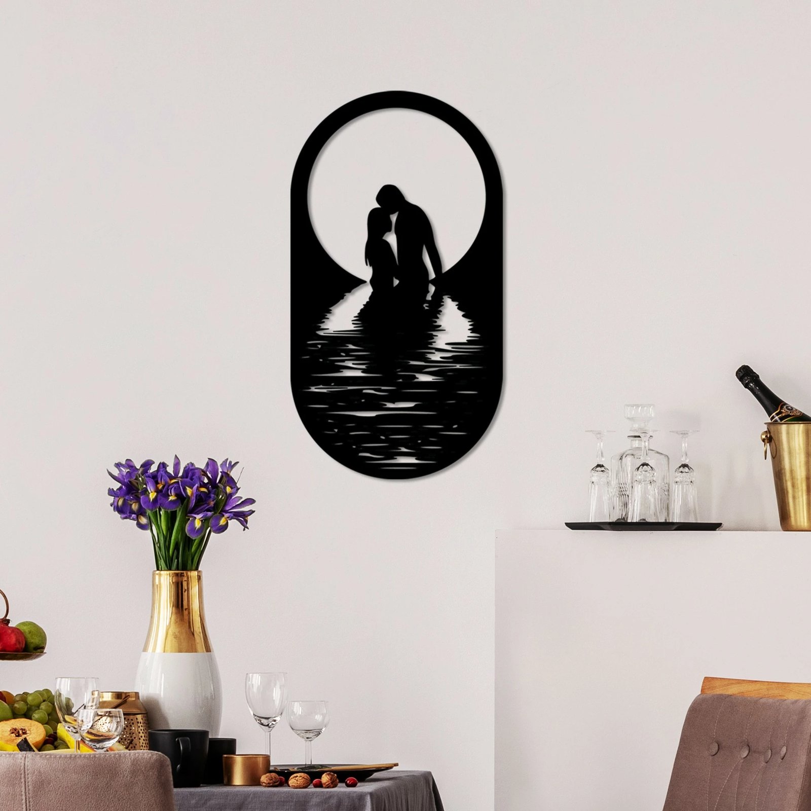 Aksesor dekorativ metalik për mur, Wallity, Romantik