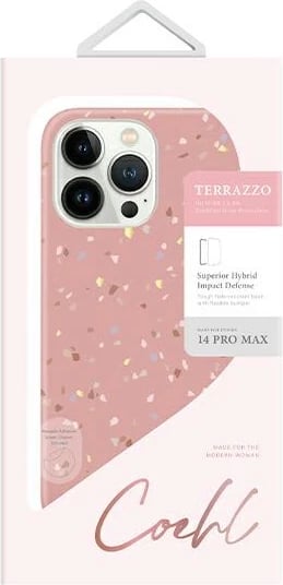 Mbështjellës UNIQ Coehl Terrazzo për iPhone 14 Pro Max, rozë