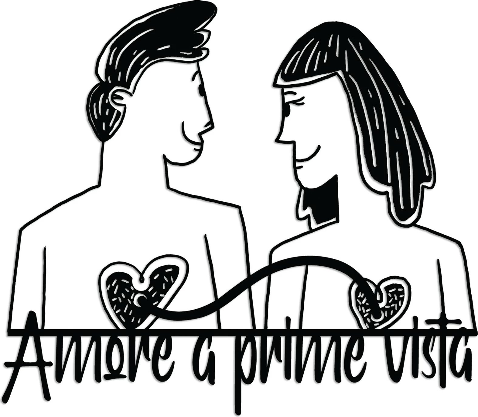 Aksesor dekorativ metalik për mur, Wallity, Amore Prima Vista 5, ngjyrë e zezë, 56x49cm