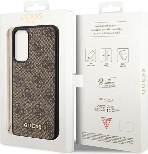 Mbështjellës Guess 4G Charms për Samsung Galaxy A34 5G, kafe Mbështjellës Guess 4G Charms për Samsung Galaxy A34 5G, kafe