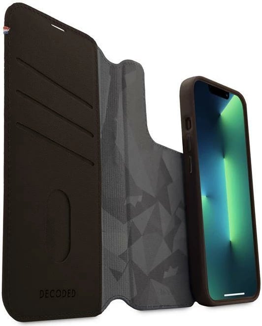 Mbështjellës Decoded Detachable Wallet për iPhone 14 Pro Max, lëkurë, MagSafe, Kafe