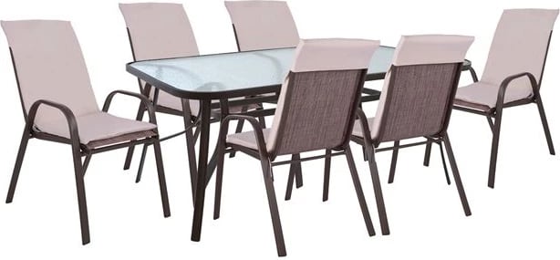 Set kopshti tavolinë & karrige FH10571.02, 7 pjesë, të kafta