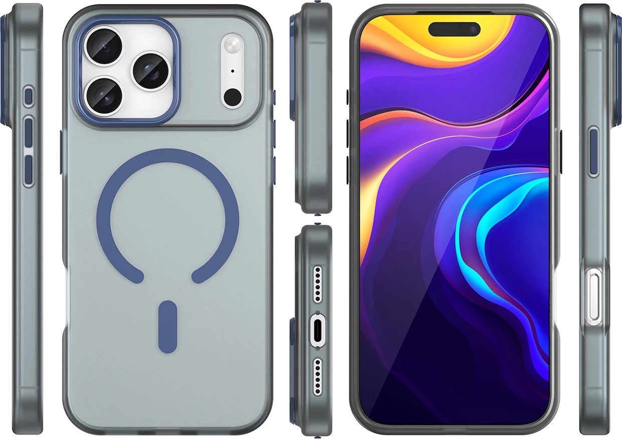 Mbështjellës, Hurtel, Magnetic Abrasive për iPhone 17 Pro Max, MagSafe, TPU+PC, 35 g, blu mat