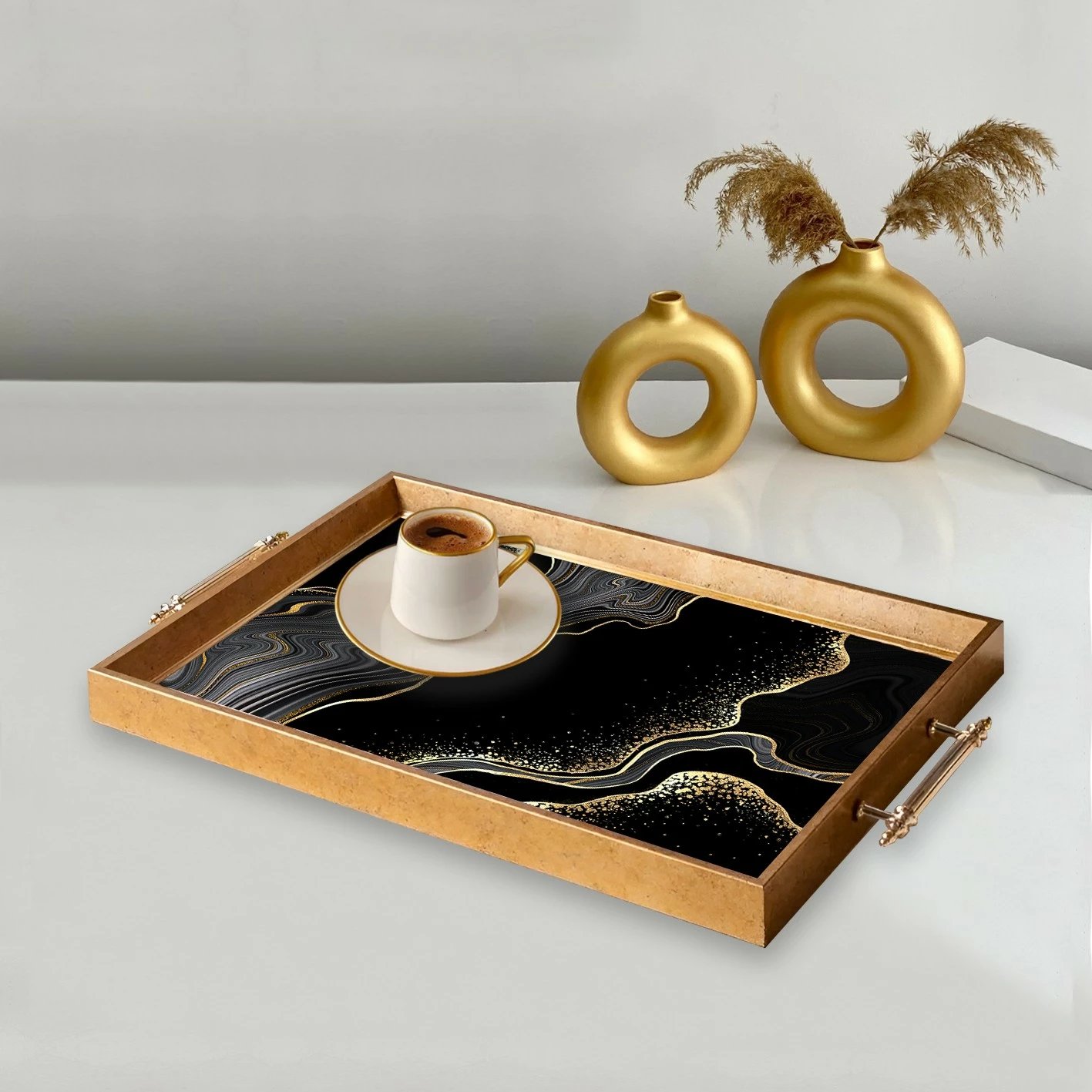 Tabaka dekorative prej qelqi, dizajn Aberto, TPEA9872, shumëngjyrëshe, 50x29x3.5cm