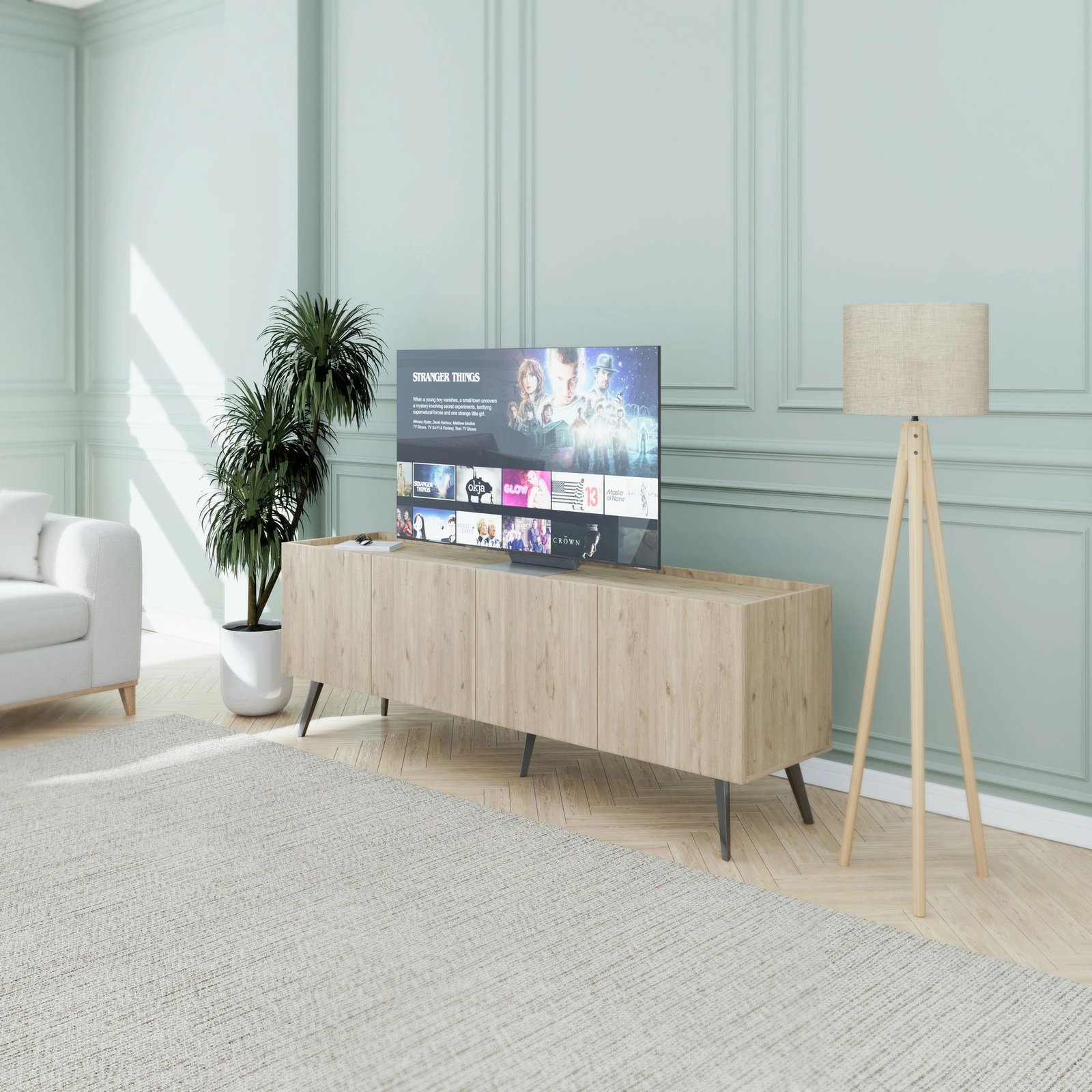 Komodë për TV, ngjyrë lisi, Hanah Home, Tvc-740-Ff-1