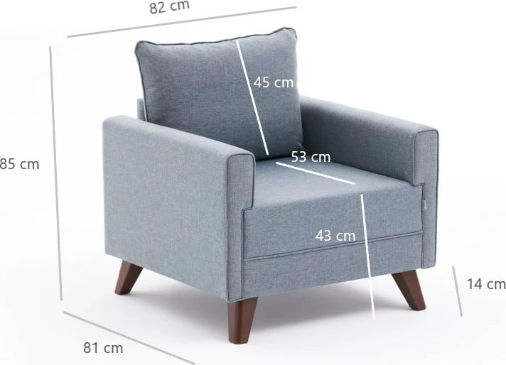 Karrige një vendëshe Atelier del Sofa, Bella Soft, ngjyrë kaltër