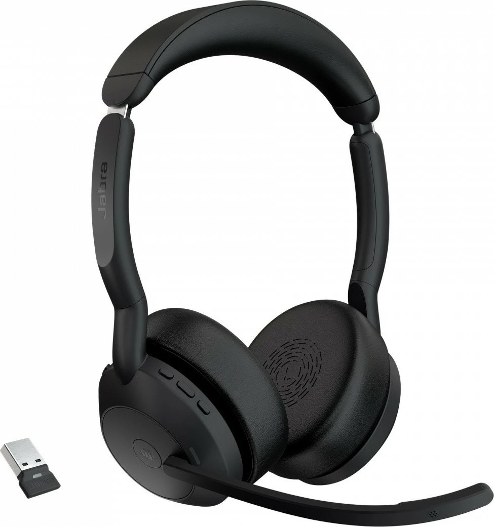 Kufje Jabra Evolve2 55 Link380a MS Stereo, pa tela, me mikrofon, e zezë