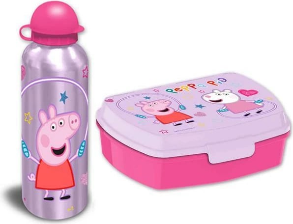 Set enë ushqimi dhe shishe uji EUROSWAN Peppa, 500ml, Rozë