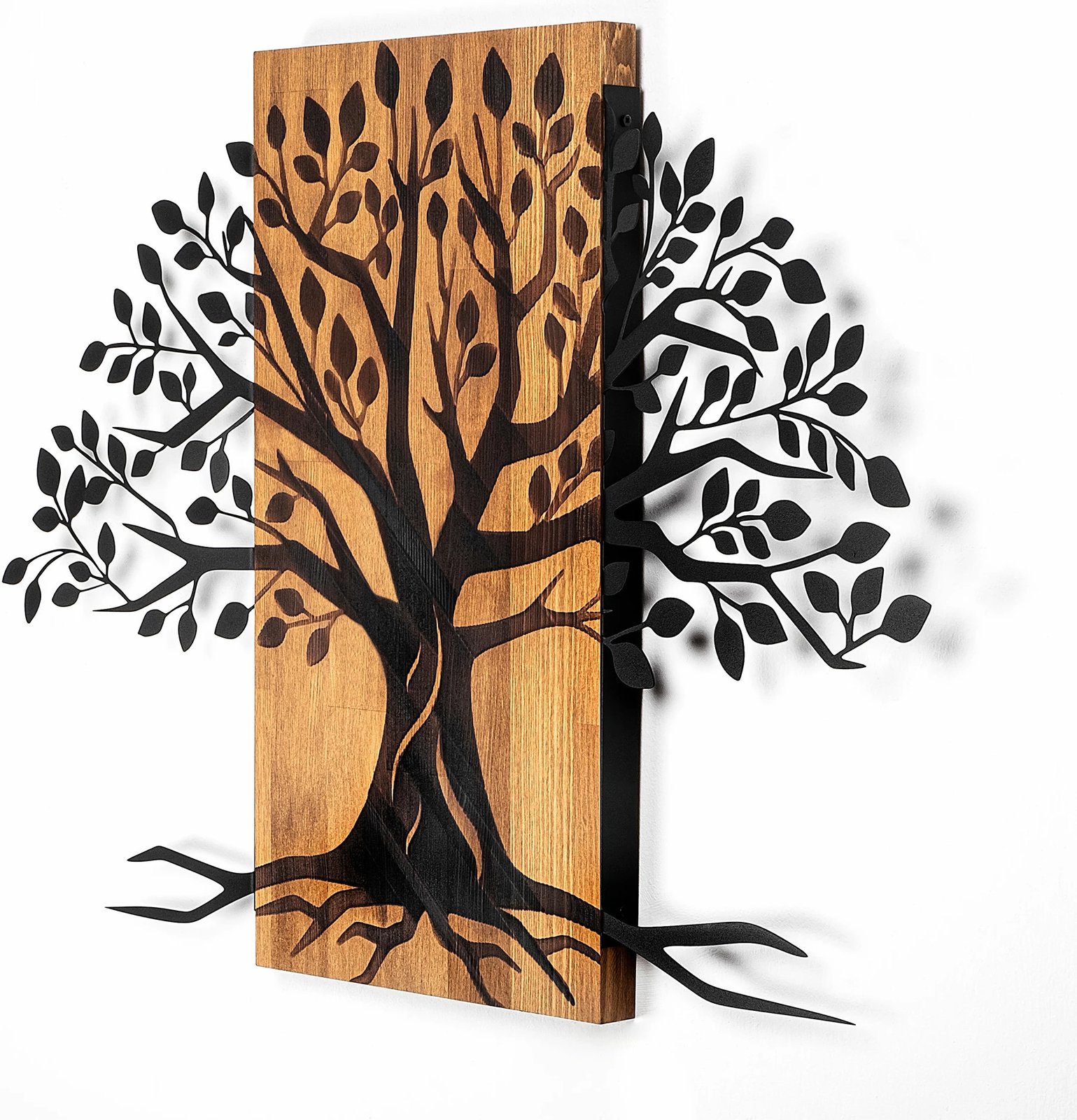 Aksesor dekorativ muri prej druri, Wallity, shelgu, ngjyrë arre dhe e zezë, 58x80cm