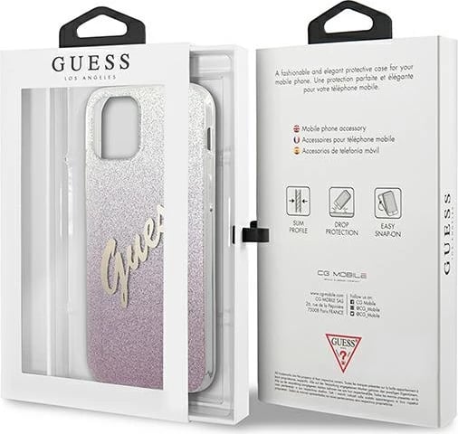 Mbështjellës Guess GUHCP12SPCUGLSPI për iPhone 12 mini 5.4", Glitter Gradient, Rozë