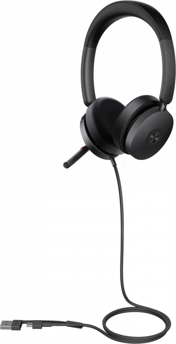 Kufje Yealink UH48 Dual Teams 1308151, me kabllo USB-C me adapter USB-A, ANC, mikrofon me anulim zhurme, stereo on-ear, të zeza