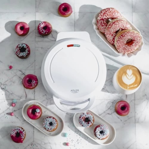 Aparat donutash Adler AD 3075, 7 donutë, diametër 5 cm, 1000W, e bardhë