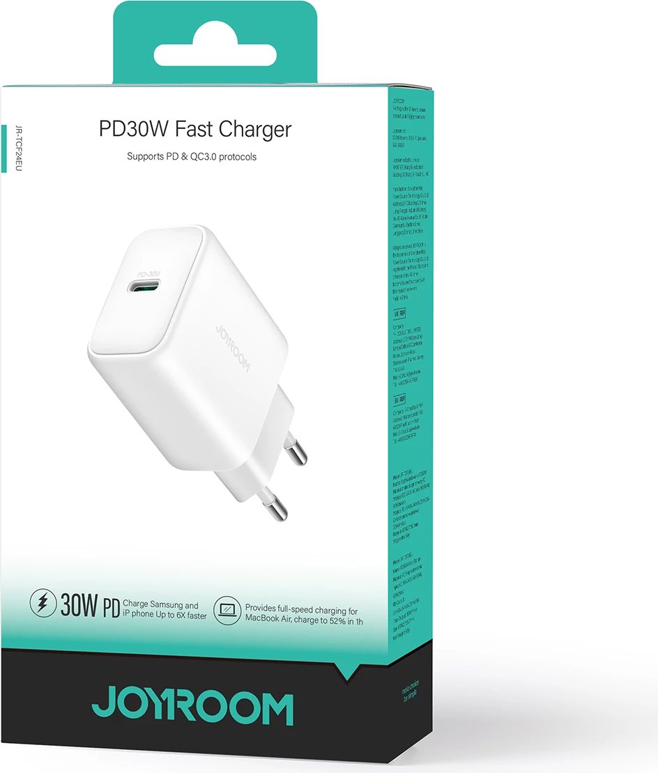 Karikues muri Joyroom JR-TCF24 30W PD/PPS/QC 1x USB-C prizë EU, i bardhë