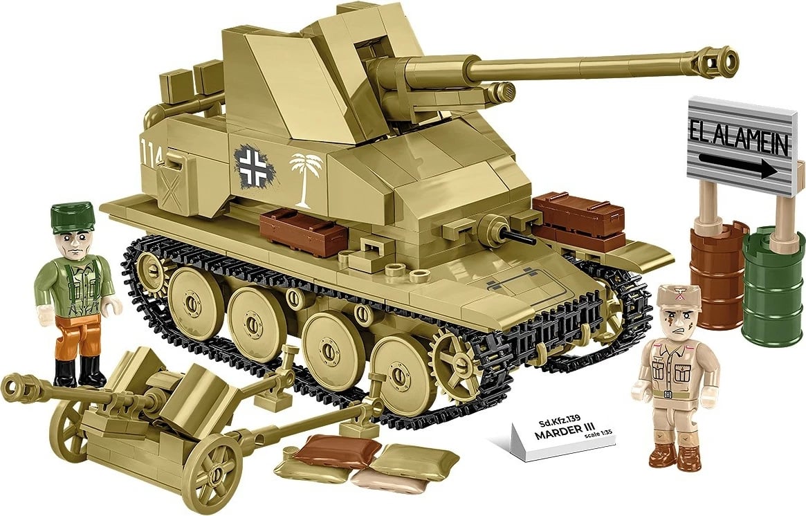 Set ndërtimi Cobi Klocki Sd.Kfz.139 Marder III, 486 pjesë, me 2 figurina, Bezh