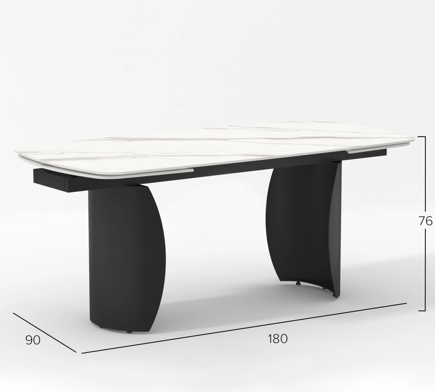 Tavolinë ngrënieje OBSESSION SM18087, sipërfaqe qeramike, këmbë metalike, 180x90x76 cm