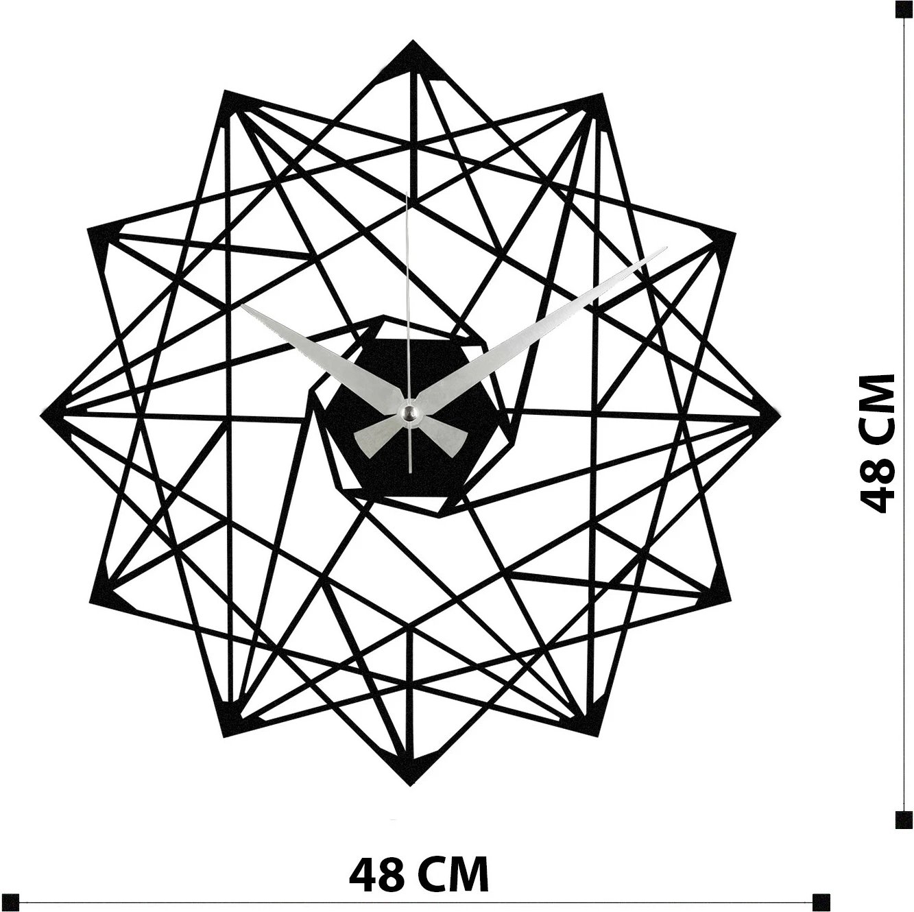Orë muri dekorative prej metali, ngjyrë e zezë, Wallity Enzoclock - S015, 48x48cm